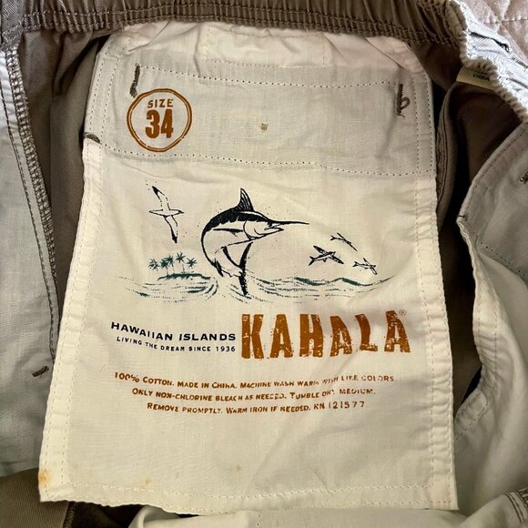 Kahala Mens Shorts Preowned Excl SZ 34 All Cotton Zip Button Closure 4 Pockets - Picture 4 of 7